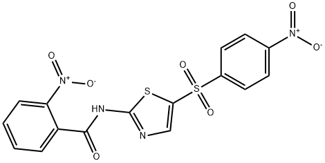 Benzamide, 2-nitro-N-[5-[(4-nitrophenyl)sulfonyl]-2-thiazolyl]- Structure