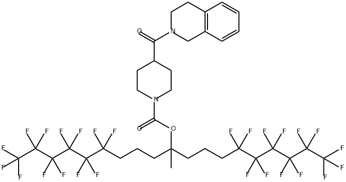 1-Piperidinecarboxylic acid, 4-[(3,4-dihydro-2(1H)-isoquinolinyl)carbonyl]-, 5,5,6,6,7,7,8,8,9,9,10,10,10-tridecafluoro-1-methyl-1-(4,4,5,5,6,6,7,7,8,8,9,9,9-tridecafluorononyl)decyl ester Structure