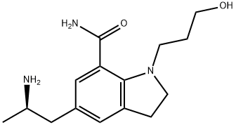 1H-Indole-7-carboxamide, 5-[(2R)-2-aminopropyl]-2,3-dihydro-1-(3-hydroxypropyl)- Structure