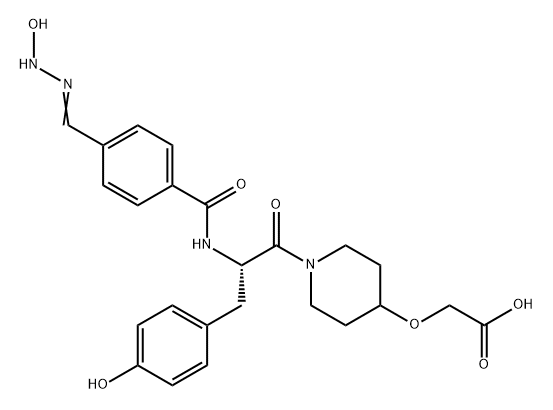 Acetic acid, 2-[[1-[(2S)-2-[[4-[(hydroxyamino)iminomethyl]benzoyl]amino]-3-(4-hydroxyphenyl)-1-oxopropyl]-4-piperidinyl]oxy]- Structure
