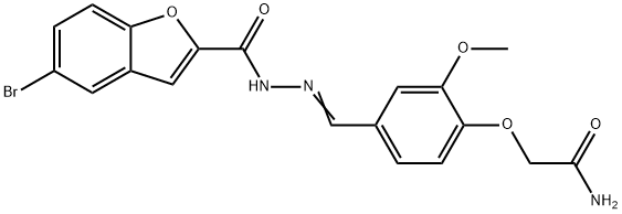 2-(4-{2-[(5-bromo-1-benzofuran-2-yl)carbonyl]carbohydrazonoyl}-2-methoxyphenoxy)acetamide Structure