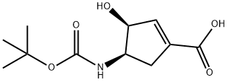 rac-(3R,4S)-4-{[(tert-butoxy)carbonyl]amino}-3-hydroxycyclopent-1-ene-1-carboxylic acid, cis Structure