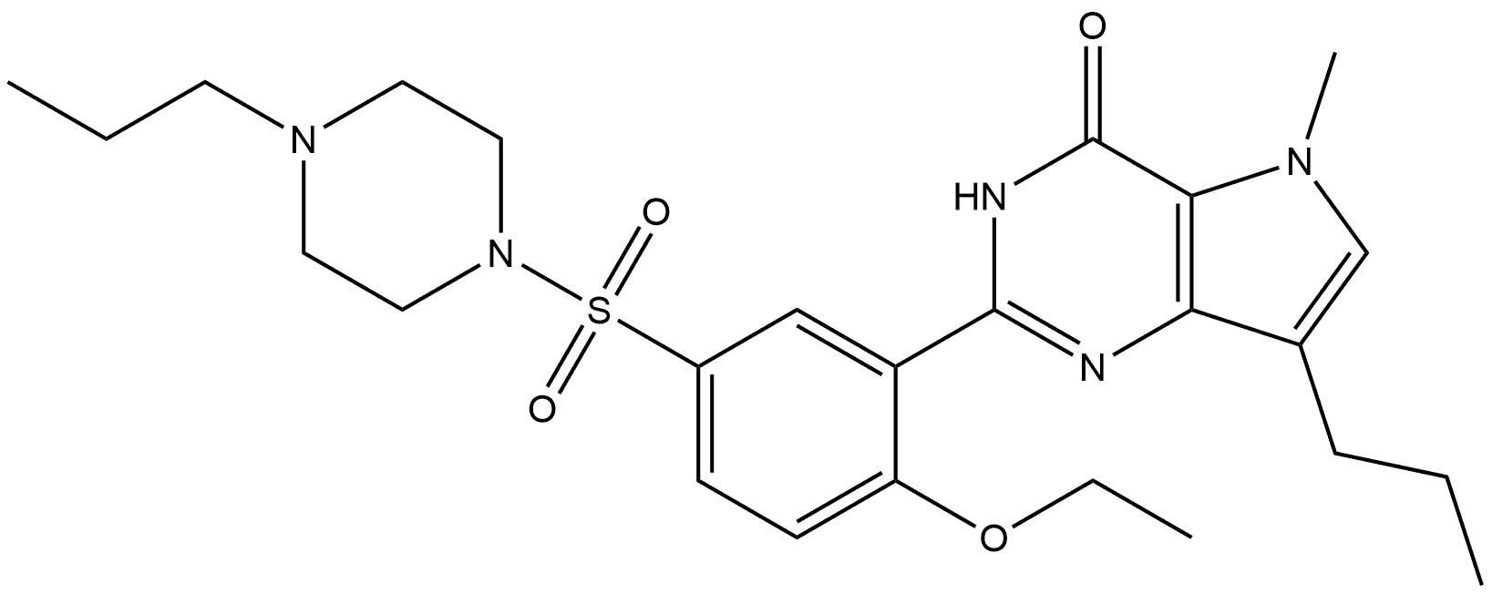 2-[2-Ethoxy-5-[(4-propyl-1-piperazinyl)sulfonyl]phenyl]-3,5-dihydro-5-methyl-7-propyl-4H-pyrrolo[3,2-d]pyrimidin-4-one Structure