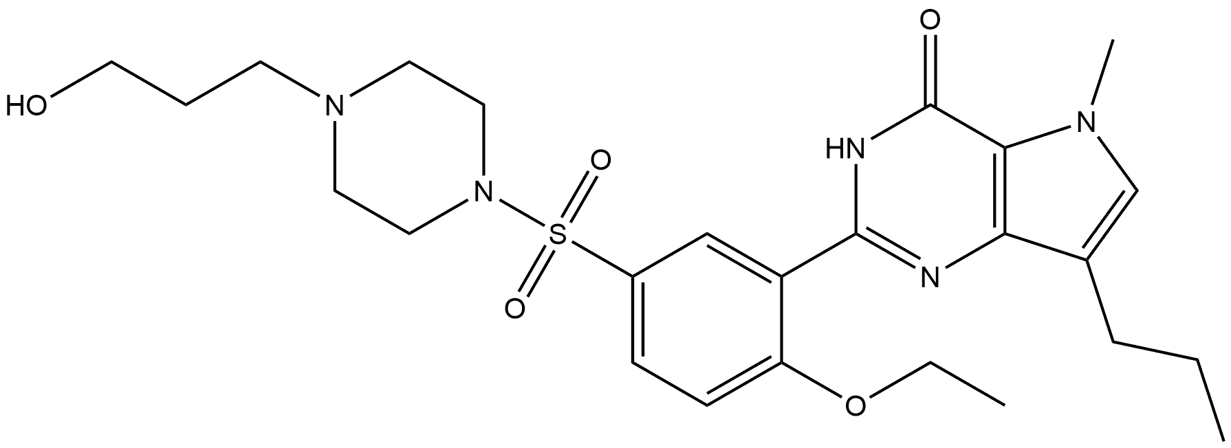 2-[2-Ethoxy-5-[[4-(3-hydroxypropyl)-1-piperazinyl]sulfonyl]phenyl]-3,5-dihydro-5-methyl-7-propyl-4H-pyrrolo[3,2-d]pyrimidin-4-one Structure