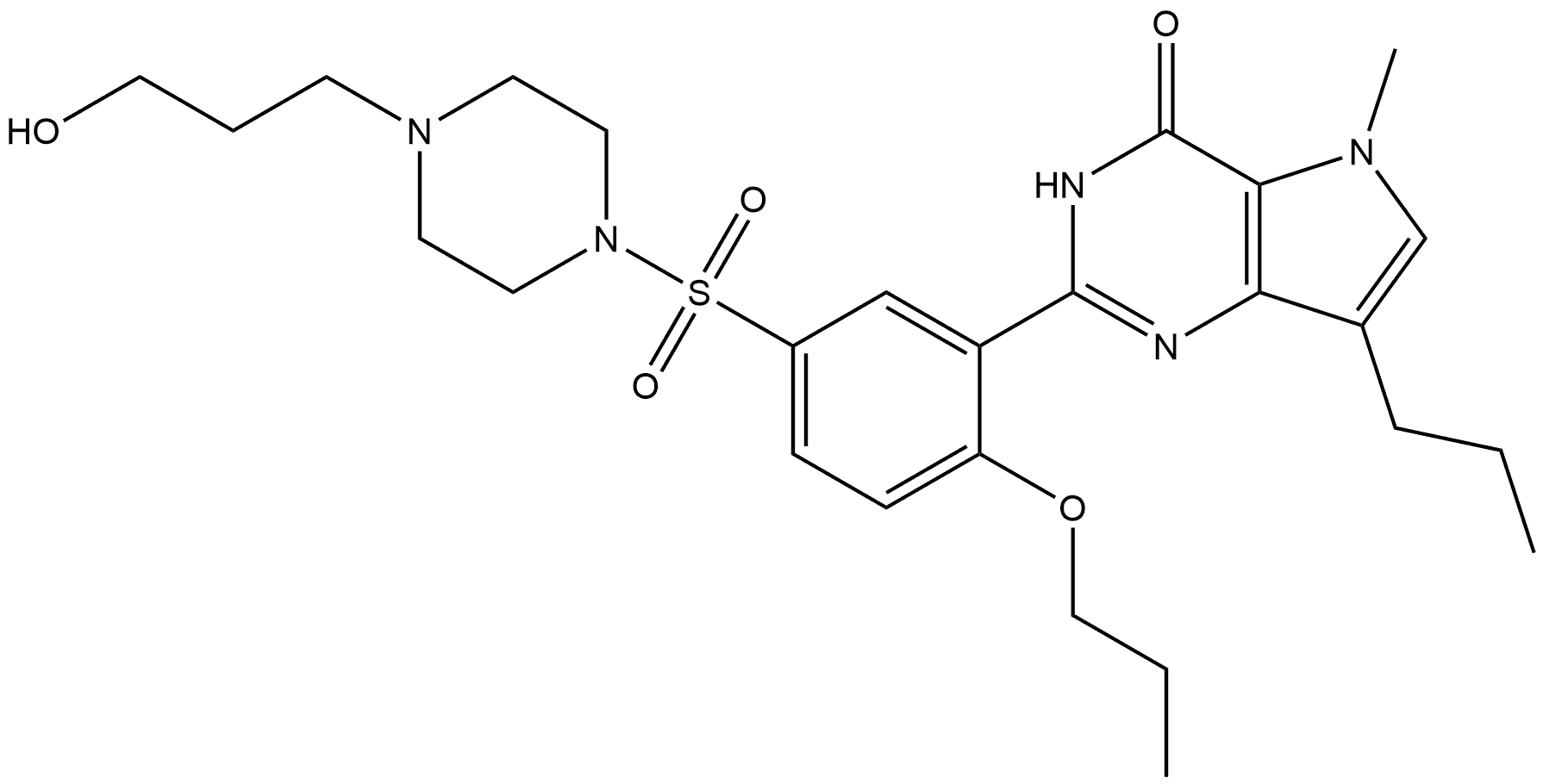 3,5-Dihydro-2-[5-[[4-(3-hydroxypropyl)-1-piperazinyl]sulfonyl]-2-propoxyphenyl]-5-methyl-7-propyl-4H-pyrrolo[3,2-d]pyrimidin-4-one Structure