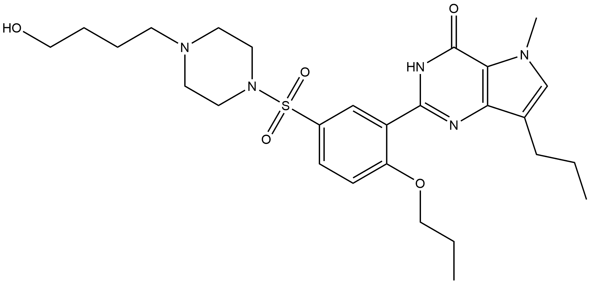 3,5-Dihydro-2-[5-[[4-(4-hydroxybutyl)-1-piperazinyl]sulfonyl]-2-propoxyphenyl]-5-methyl-7-propyl-4H-pyrrolo[3,2-d]pyrimidin-4-one Structure