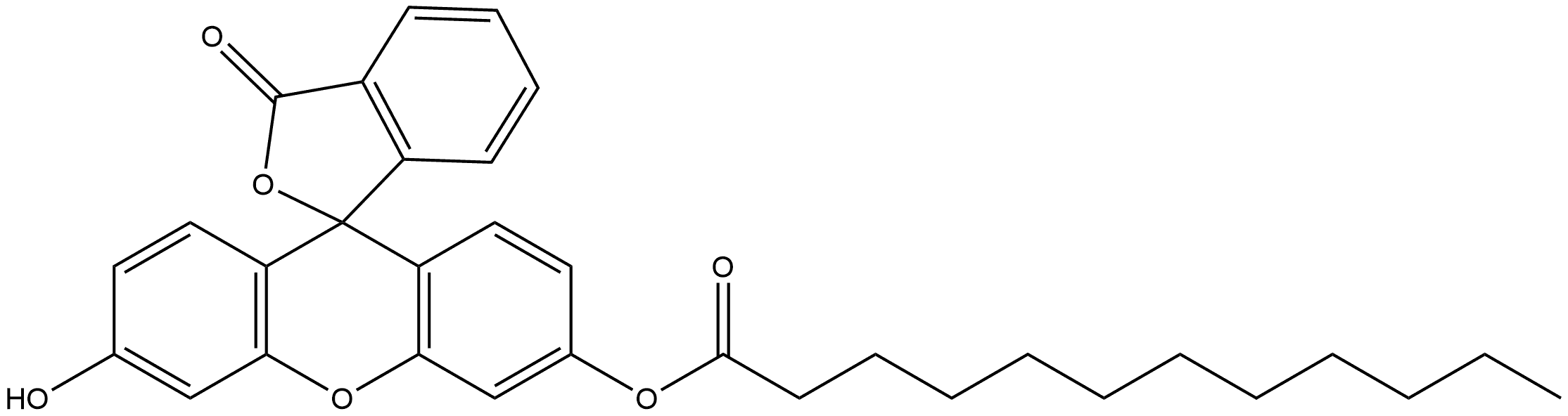 Dodecanoic acid, 6′-hydroxy-3-oxospiro[isobenzofuran-1(3H),9′-[9H]xanthen]-3′-yl ester Structure