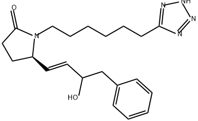 2-Pyrrolidinone, 5-[(1E)-3-hydroxy-4-phenyl-1-buten-1-yl]-1-[6-(2H-tetrazol-5-yl)hexyl]-, (5R)- Structure