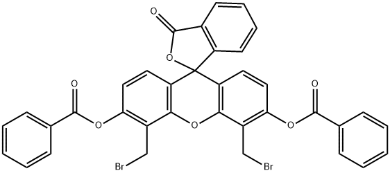 Spiro[isobenzofuran-1(3H),9'-[9H]xanthen]-3-one, 3',6'-bis(benzoyloxy)-4',5'-bis(bromomethyl)- Structure