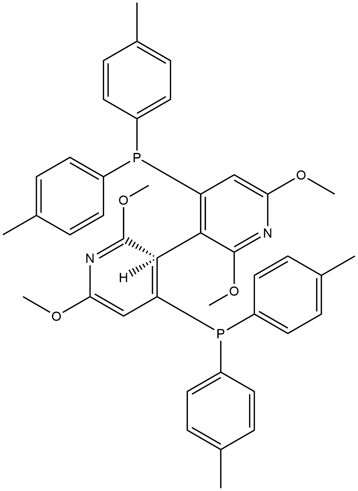 3,3′-Bipyridine, 4,4′-bis[bis(4-methylphenyl)phosphino]-2,2′,6,6′-tetramethoxy-, (3S)- Structure