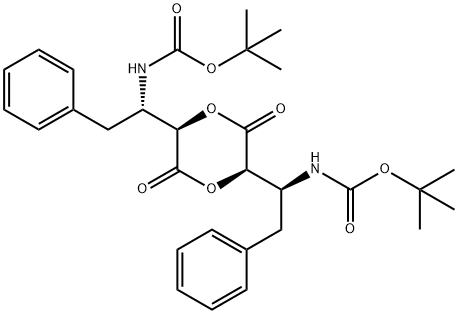 Carbamic acid, [[(2R,5R)-3,6-dioxo-1,4-dioxane-2,5-diyl]bis[(1S)-2-phenylethylidene]]bis-, bis(1,1-dimethylethyl) ester (9CI) 구조식 이미지