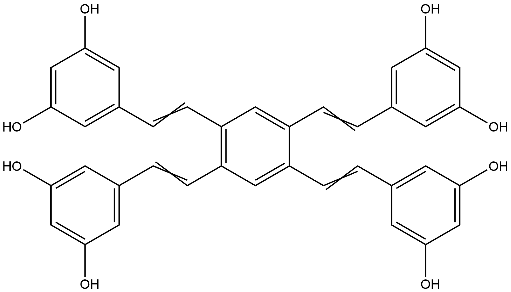 1,3-Benzenediol, 5,5',5'',5'''-[1,2,4,5-benzenetetrayltetra-(1E)-2,1-ethenediyl]tetrakis- (9CI) Structure