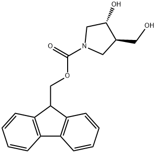 1-Pyrrolidinecarboxylic acid, 3-hydroxy-4-(hydroxymethyl)-, 9H-fluoren-9-ylmethyl ester, (3R,4R)- Structure