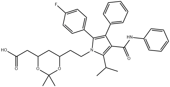 1,3-Dioxane-4-acetic acid, 6-[2-[2-(4-fluorophenyl)-5-(1-methylethyl)-3-phenyl-4-[(phenylamino)carbonyl]-1H-pyrrol-1-yl]ethyl]-2,2-dimethyl- Structure