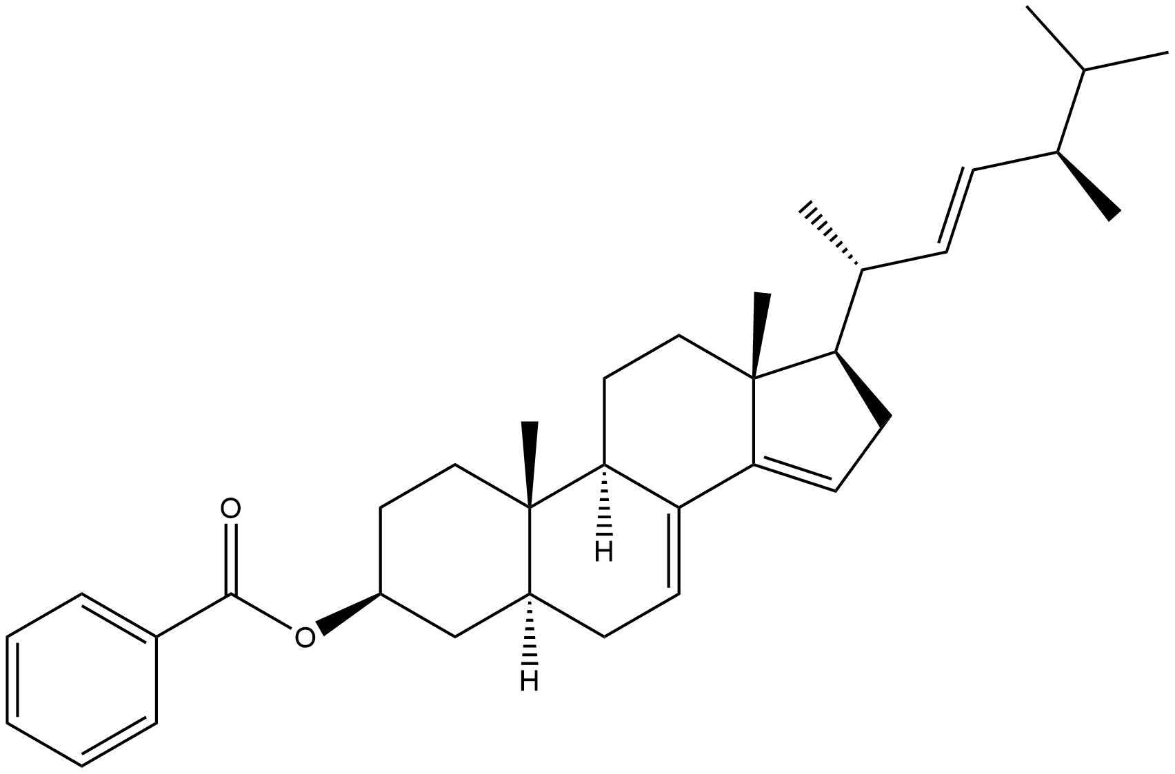Ergosta-7,14,22-trien-3-ol, benzoate, (3β,5α,22E)- (9CI) 구조식 이미지