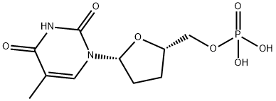 1-(5-O-Phosphono-2,3-dideoxy-β-D-glycero-penta-2-enofuranosyl)-5-methyl-1,2,3,4-tetrahydropyrimidine-2,4-dione Structure