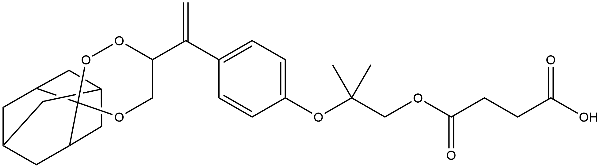 1-[2-Methyl-2-[4-[1-(spiro[tricyclo[3.3.1.13,7]decane-2,3′-[1,2,4]trioxan]-6′-yl)ethenyl]phenoxy]propyl] hydrogen butanedioate 구조식 이미지