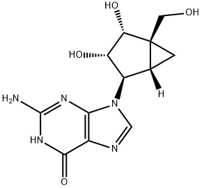 6H-?Purin-?6-?one, 2-?amino-?9-?[(1S,?2R,?3S,?4R,?5R)?-?3,?4-?dihydroxy-?5-?(hydroxymethyl)?bicyclo[3.1.0]?hex-?2-?yl]?-?1,?9-?dihydro- Structure