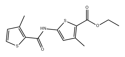 2-Thiophenecarboxylic acid, 3-methyl-5-[[(3-methyl-2-thienyl)carbonyl]amino]-, ethyl ester Structure