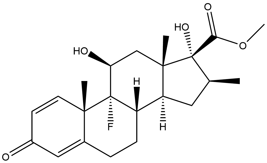 Androsta-1,4-diene-17-carboxylic acid, 9-fluoro-11,17-dihydroxy-16-methyl-3-oxo-, methyl ester, (11β,16β,17α)- Structure