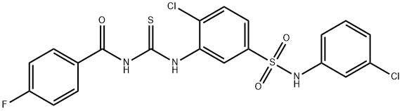 Benzamide, N-[[[2-chloro-5-[[(3-chlorophenyl)amino]sulfonyl]phenyl]amino]thioxomethyl]-4-fluoro- 구조식 이미지