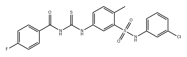 Benzamide, N-[[[3-[[(3-chlorophenyl)amino]sulfonyl]-4-methylphenyl]amino]thioxomethyl]-4-fluoro- Structure