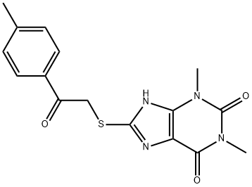 1H-Purine-2,6-dione, 3,9-dihydro-1,3-dimethyl-8-[[2-(4-methylphenyl)-2-oxoethyl]thio]- Structure