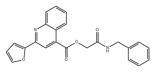 4-Quinolinecarboxylic acid, 2-(2-furanyl)-, 2-oxo-2-[(phenylmethyl)amino]ethyl ester 구조식 이미지