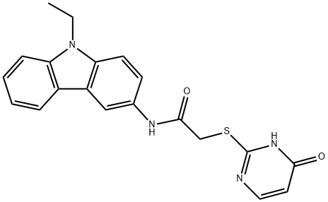 Acetamide, 2-[(1,6-dihydro-6-oxo-2-pyrimidinyl)thio]-N-(9-ethyl-9H-carbazol-3-yl)- Structure