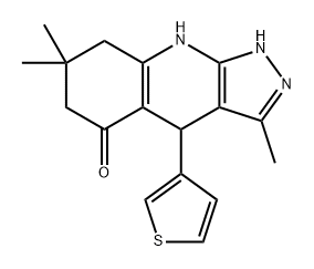 5H-Pyrazolo[3,4-b]quinolin-5-one, 1,4,6,7,8,9-hexahydro-3,7,7-trimethyl-4-(3-thienyl)- 구조식 이미지