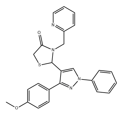 4-Thiazolidinone, 2-[3-(4-methoxyphenyl)-1-phenyl-1H-pyrazol-4-yl]-3-(2-pyridinylmethyl)- Structure