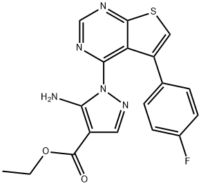 Ethyl 5-amino-1-[5-(4-fluorophenyl)thieno[2,3-d]pyrimidin-4-yl]-1H-pyrazole-4-carboxylate Structure