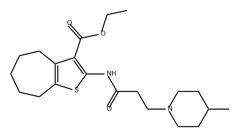 4H-Cyclohepta[b]thiophene-3-carboxylic acid, 5,6,7,8-tetrahydro-2-[[3-(4-methyl-1-piperidinyl)-1-oxopropyl]amino]-, ethyl ester Structure