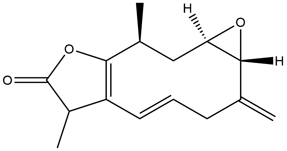Oxireno[7,8]cyclodeca[1,2-b]furan-7(1aH)-one, 2,3,8,9,10,10a-hexahydro-6,9-dimethyl-2-methylene-, (1aR,9S,10aR)- Structure