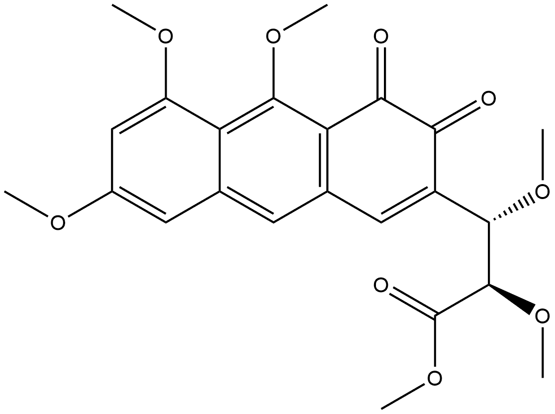 2-Anthracenepropanoic acid, 3,4-dihydro-α,β,5,7,10-pentamethoxy-3,4-dioxo-, methyl ester, [R-(R*,S*)]- (9CI) Structure