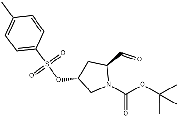 1-Pyrrolidinecarboxylic acid, 2-formyl-4-[[(4-methylphenyl)sulfonyl]oxy]-, 1,1-dimethylethyl ester, (2S,4R)- 구조식 이미지