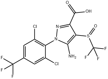 1H-Pyrazole-3-carboxylic acid, 5-amino-1-[2,6-dichloro-4-(trifluoromethyl)phenyl]-4-[(trifluoromethyl)sulfinyl]- Structure