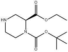 1,2-Piperazinedicarboxylic acid, 1-(1,1-dimethylethyl) 2-ethyl ester, (2S)- Structure