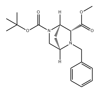 2,5-Diazabicyclo[2.2.1]heptane-2,6-dicarboxylic acid, 5-(phenylmethyl)-, 2-(1,1-dimethylethyl) 6-methyl ester, (1R,4R,6R)- Structure