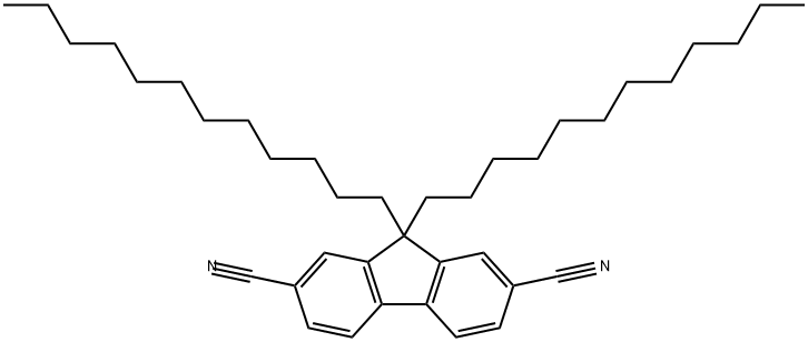 9H-Fluorene-2,7-dicarbonitrile, 9,9-didodecyl- Structure