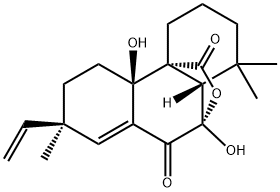 9H-10,4a-(Epoxymethano)phenanthrene-9,12-dione, 7-ethenyl-1,2,3,4,4b,5,6,7,10,10a-decahydro-4b,10-dihydroxy-1,1,7-trimethyl-, (4aR,4bR,7R,10S,10aS)- 구조식 이미지