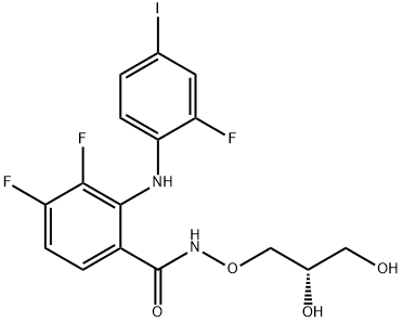 Benzamide, N-[(2S)-2,3-dihydroxypropoxy]-3,4-difluoro-2-[(2-fluoro-4-iodophenyl)amino]- Structure