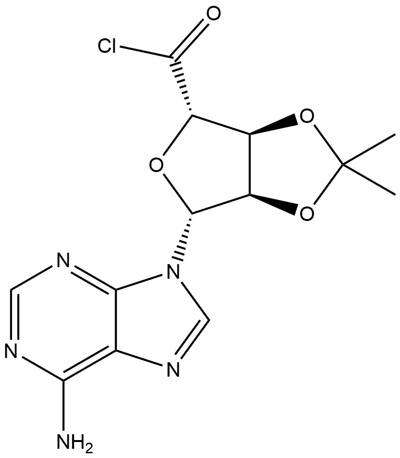 β-D-Ribofuranuronoyl chloride, 1-(6-amino-9H-purin-9-yl)-1-deoxy-2,3-O-(1-methylethylidene)- (9CI) 구조식 이미지