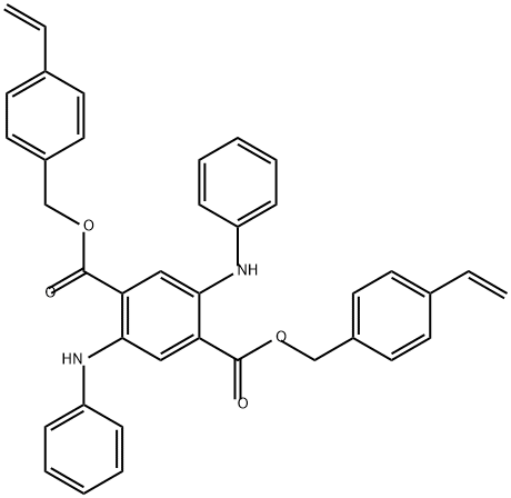 1,4-Benzenedicarboxylic acid, 2,5-bis(phenylamino)-, 1,4-bis[(4-ethenylphenyl)methyl] ester 구조식 이미지