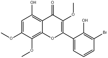 4H-1-Benzopyran-4-one, 2-(3-bromo-2-hydroxyphenyl)-5-hydroxy-3,7,8-trimethoxy- 구조식 이미지