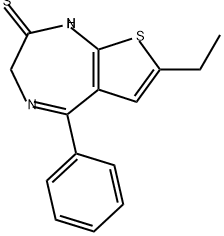 2H-Thieno[2,3-e]-1,4-diazepine-2-thione, 7-ethyl-1,3-dihydro-5-phenyl- 구조식 이미지