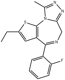 6H-Thieno[3,2-f][1,2,4]triazolo[4,3-a][1,4]diazepine, 2-ethyl-4-(2-fluorophenyl)-9-methyl- Structure
