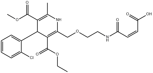 3,5-Pyridinedicarboxylic acid, 2-[[2-[[(2Z)-3-carboxy-1-oxo-2-propen-1-yl]amino]ethoxy]methyl]-4-(2-chlorophenyl)-1,4-dihydro-6-methyl-, 3-ethyl 5-methyl ester 구조식 이미지