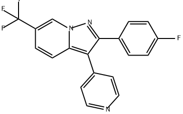 Pyrazolo[1,5-a]pyridine, 2-(4-fluorophenyl)-3-(4-pyridinyl)-6-(trifluoromethyl)- Structure