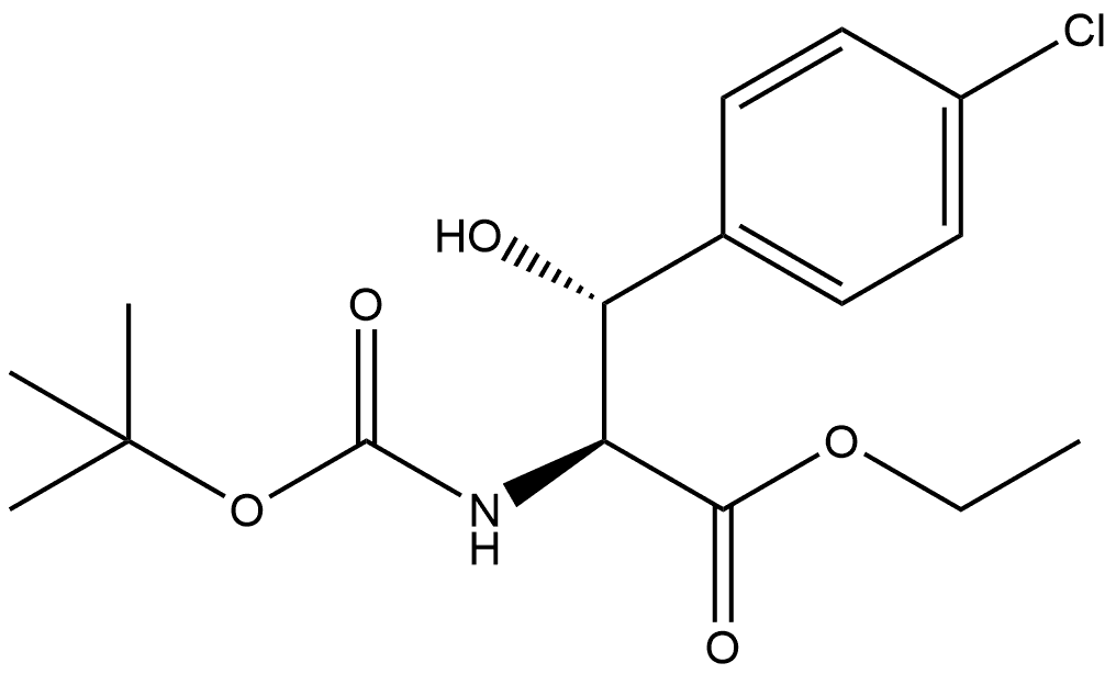 L-Phenylalanine, 4-chloro-N-[(1,1-dimethylethoxy)carbonyl]-β-hydroxy-, ethyl ester, (βR)- 구조식 이미지